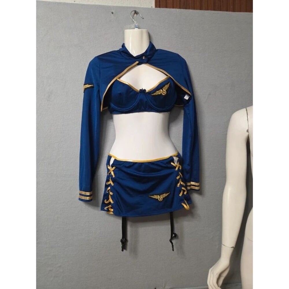 Velvet Kitten Sexy Flight Attendant Pilot 4 Piece Costume Set Hat